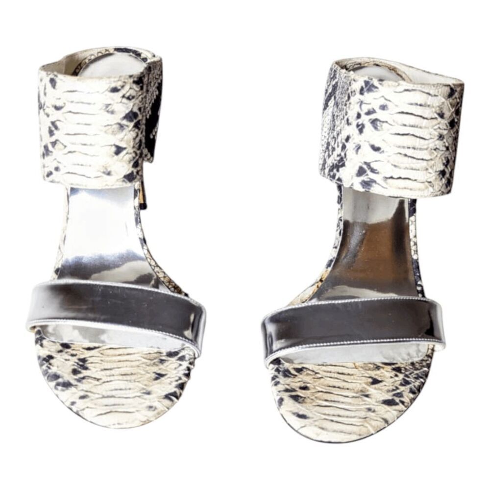 Stuart Weitzman Python Embossed Leather Open Toe … - image 4